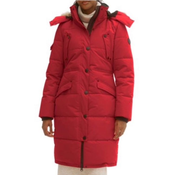 Size M Noize Red Kaylee Faux Fur-Trimmed Parka - Picture 1 of 7